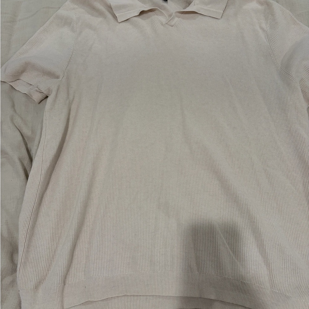 Alfani Cream Knit Polo Shirt